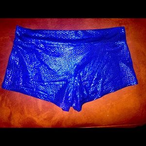 Blue Metallic Booty Shorts